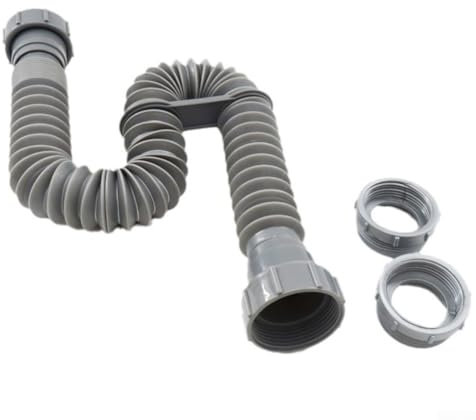 for HPLIVE Flexible Kitchen Sink Drain Hose, Double Headed Pipe Drain Pipe for Sink, 45mm Inlet Diameter, Grey