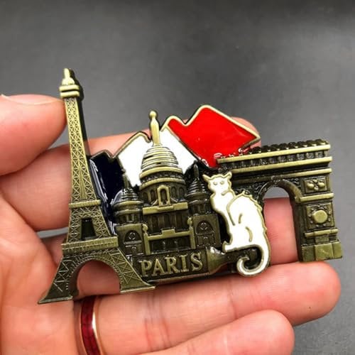 6-9cm Retro Paris Metal Fridge Magnets - Metal Fridge Magnet For Kitchen Refrigerator- Unique Paris Stylish Design Holiday Souvenir, Colorful Retro Paris Decorative Refrigerators Sticker