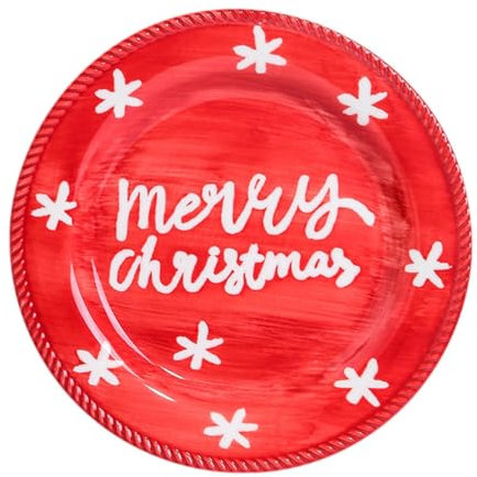 FLCPJGV Vajilla para Navidad, utensilios de cocina, opción reutilizable, cerámica multiusos para la cocina navideña, Plato Rojo 21.5cm, tal como se describe