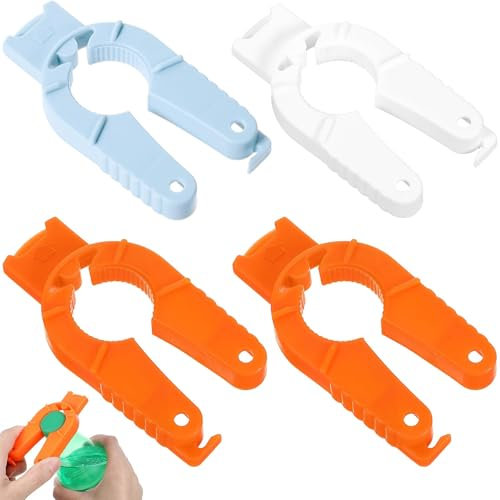 4 Pcs Ring Pull Can Opener Aid, Ring Pull Opener, Lid Opener for Jars and Bottles Plastic Bottle Cap and Jar Opener Easy Ring Pull Can Opener Suitable for Weak Hands Ergonomic Lid Seal Opener