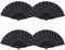 EGEKTBH 4 Pcs Black Folding Hand Fan for Women Men, Chinese Fan Handheld Fan Silk Fabric Fan for Wedding Party Decoration Gifts