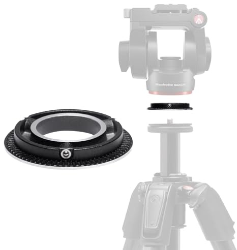 Manfrotto 60mm Flat Base Adapter, Compatible with MVH500XAH Video Head, Anti-Rotation Design for Tripods and Supports with Grub Screws, Lightweight and Durable