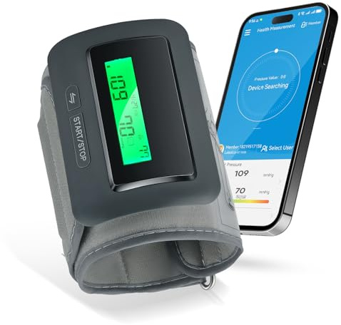 Digitales Oberarm-Blutdruckmessgerät, App-Synchronisation, Multi-Benutzer-Modus, Trendanzeige, Berichtsfreigabe, Kompatibel mit iOS/Android, Manschette 22-42 cm