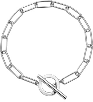 Hot Diamonds Chunky Linked T-Bar 925 Sterling Silver Bracelet with Real Diamond Accent | Rhodium Plated, Anti Tarnish Classic T-Bar Chain Bracelet for Women | | Gift Wrap Included
