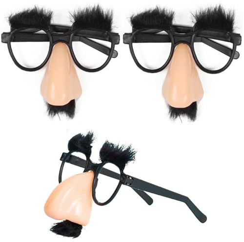 Zpeiran Lustige Gläser Augenbrauen,3 Stück Halloween Große Nase Brille,für Kinder Erwachsene Halloween Kostümparty Disguise Gläser Lustige Brillenmit Große Nase