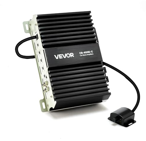 VEVOR Monoblock Car Amplifier, 400W RMS MAX, 1/2/4 Ohm Stable, 1-Channel Class D Car Audio Amplifier with Remote Subwoofer Level Control, Low Pass Filter, Bass Boost & Phase Shift, Volume Controller
