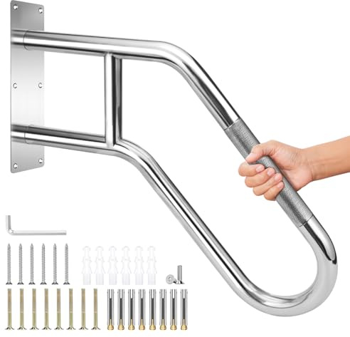 Mejorado Pasamanos para escaleras exteriores Pasamanos de pared, acero inoxidable 304 Pasamanos antideslizantes para escaleras de 1 a 4 escalones, barras de apoyo de pared para terrazas A