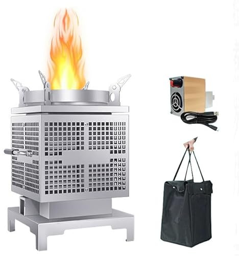 Mini Poele a Bois Inoxydable, Réchaud de Pique-nique Compact et Épais, Portable et Brasero pour la Randonnée et Les Voyages, Cuisson Sans Fumée et Économe en Énergie