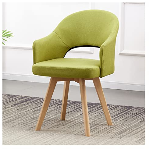 Mid Century Moderner Drehstuhl – Stilvoller grüner Sessel mit Holzbeinen für Zuhause, Büro, Arbeitszimmer, Konferenzraum – bequemer, gepolsterter Schreibtischstuhl für kleine Räume