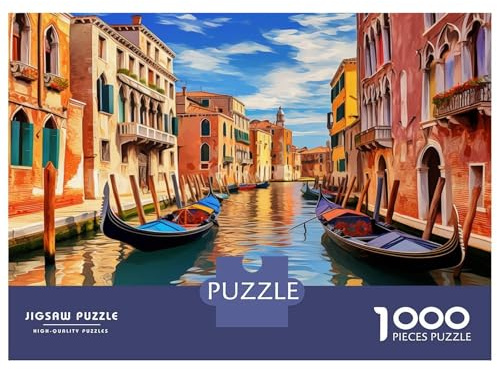 Venedig Kanal 1000 Stück Kognitives Entwicklungs-Puzzle Kanalstraße Ven für Fun Fresent & Aktivitäten Für Zu Hause - Gute Geschenkidee 38x26cm/1000pcs