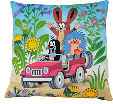 Maulwurfshop - 1526 - Der Kleine Maulwurf Microvelours-Kissen Kissen Kuschelkissen Motivkissen Motiv Auto 30x30cm