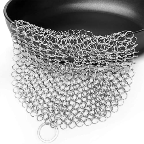 FIYSON Lot de 2 nettoyants en fonte - En acier inoxydable 316 - Pour woks, poêles à barbecue ou théière en verre (rond, 15,2 x 15,2 cm)