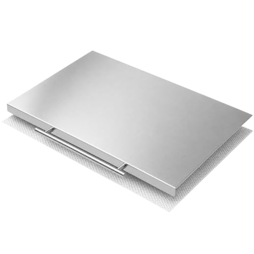 RONDA Tagliere Spianatoia Acciaio Inox 80x50 cm con Maniglia | Piano da Lavoro Alimentare Professionale, Antibatterico e Antiscivolo con Piega 2 cm per Impastare Pizza, Pane e Pasta