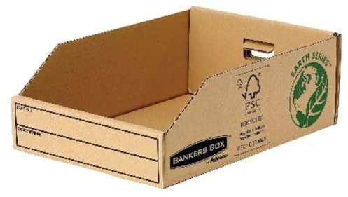 Bankers Box by Fellowes Earth Series Parts Bin Corrugated Board Packed Flat W200xD280xH102mm Ref 07355 [Pack 50]