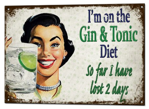 Beenanas Gin & Tonic Diet Retro Metal Sign Nostalgic Advertising Tin Plaque Funny