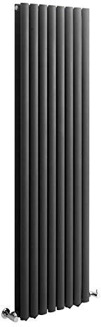 Milano Aruba Black Vertical Double Oval Panel Radiator - 1600mm x 472mm