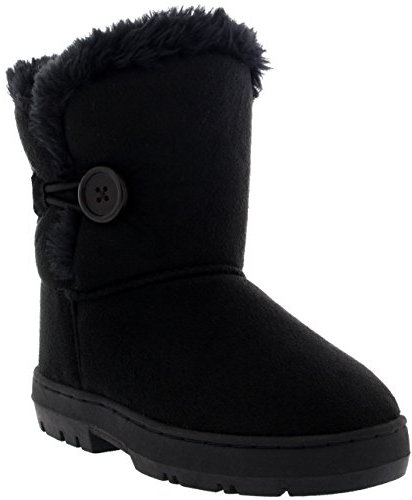 Holly Bambini Pulsante Ragazze Inverno Foderato Di Pelliccia Pioggia Stivali - BLA34 AEA0444