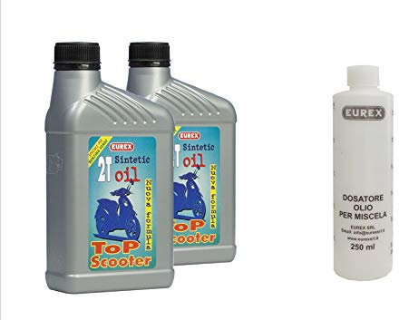 N. 2 CONFEZIONI OLIO MOTO 2 TEMPI EUREX 2T SINTETIC LT 1 (Lubrificante semisintetico) + MISURINO DOSATORE CON TAPPO
