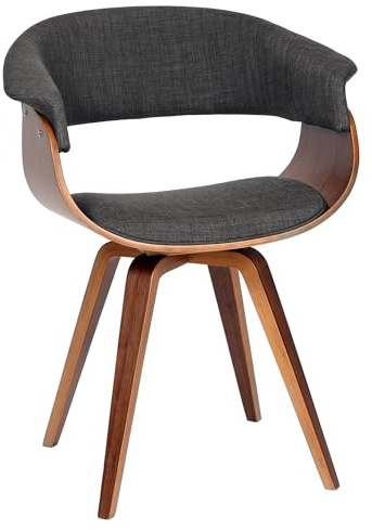 Armen Living Summer Modern Chair In Charcoal Fabric and Walnut Wood
