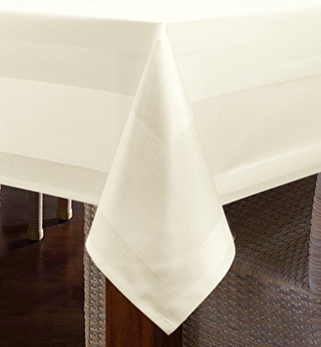 texpot Tischdecke 130 x 220 cm mit Atlaskante aus 100% Baumwolle - Farbe Sekt - 90 Grad waschbar Damast
