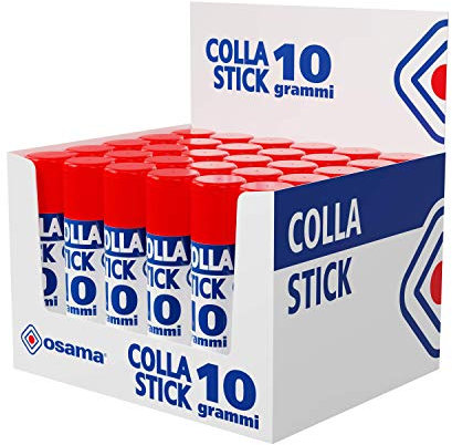 OSAMA - Colla Stick Extra Forte, Box da 30 Pezzi, 10 gr - Set Colle Stick Ideale per Cancelleria Scuola, Ufficio e Università - Scorrevole, Resistente e Adatta ai Bambini, Formula Classica