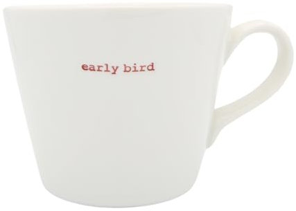 Keith Brymer Jones - Word Range - Standard Ceramic White Mug - Early Bird (red) - 350ml - Gift Boxed