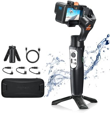 Hohem Mobile 2023 Handheld Stabilizing Gimbal Stabilizer for GoPro Hero 7/6/5/4/3, Yi Cam 4K, AEE, SJCAM Sports Cams Action Camera, 12h Run-Time, include Tripod Stand
