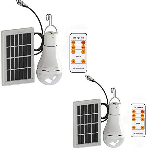 2 stück Chaozan® Solarleuchten Lampe 9W LED 350LM Solar Glühbirne Solarlampen tragbare Lämpchen Licht Birne für Camping Wandern Lesen Zelt Angeln Beleuchtung außen Innen Garten
