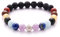 BERGERLIN 7 Chakren Armband mit 925 Sterling Silberperle, Naturstein und Lavastein Perlen - 7 Chakra Armband