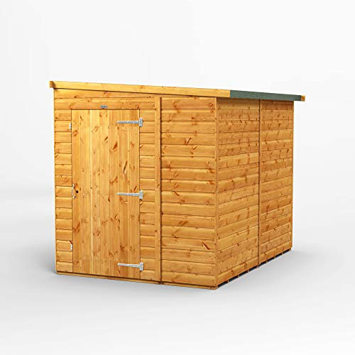 POWER High Grade Premium Pent Reverse Lean Wooden Shed with Security Features, Door Flexibility, made from 12mm Extra Thick Timber, for all Storage & Outdoor Needs (Windowless)
