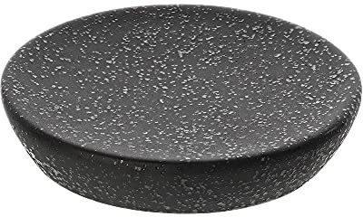 Inbagno Portasapone da appoggio in Ceramica Nera con Effetto Glitter, Design Slim Moderno