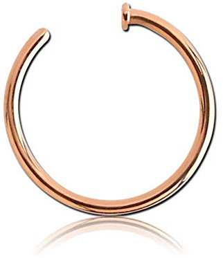 Jewel Barrel Piercing Nez Anneau, Taille 20G (0,8 mm) Fin Petit Anneau de Nez, Acier Chirurgical, Piercing de Nez Ouvert Hoop, Diamètre 6mm 8mm ou 10mm, Bijoux de Corps (Or Rose, 8)