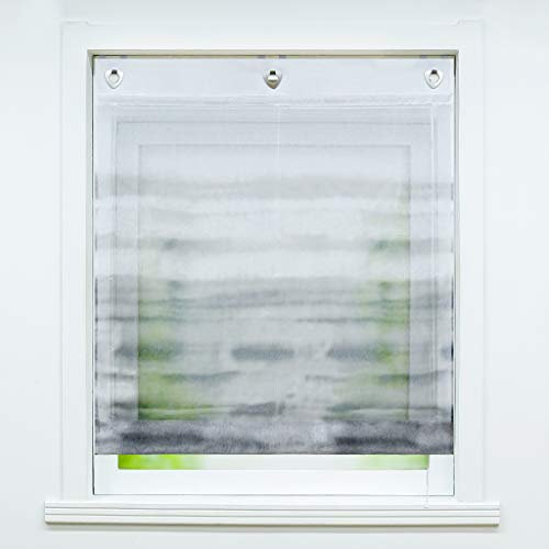 Joyswahl transparentes Ösenrollo mit Farbverlauf Druck »Alia« Raffrollo mit Hakenaufhängung, ohne Bohren Schals Fenster Gardine BxH 100x140cm Grau 1 Stück