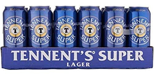 Tennent's Super Strong Lager Beer, 7.5% ABV - Ideal Beer Party Pack - 500 ml x 24