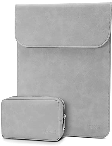 TECOOL 13 Zoll Laptop Hülle Tasche und Zubehörtasche für 2018-2020-2024 2025 MacBook Air 13 M4 M3 M2 M1, 2016-2022 MacBook Pro 13 M2 M1, Surface pro, XPS 13, Faux Wildleder Schutzhülle, Hellgrau