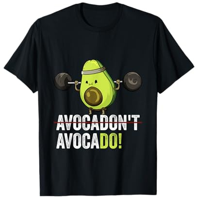 Lustige Avocado und vegane Geschenke Fitness Gewichtheben Gym Vegan Avocado Workout T-Shirt, Unisex, Schwarz, S, Kurzarm, T-Shirt, 1 Count