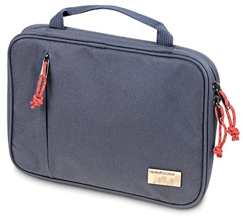 Troika Go Urban Tech Pouch Kabeltasche für Elektronikzubehör aus recyceltem Material in der Farbe Dunkelblau, Maße: 27,5cm x 20,5cm x 3cm, BGO34/DB