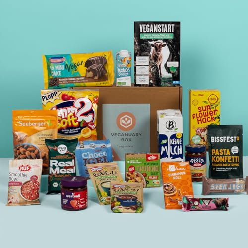 VEGAN BOX® Veganuary Box | Veganes Starter Set I Vegane Snacks & Ersatzprodukte für den veganen Einstieg und deinen perfekten Start in ein veganes Leben - Vegane Geschenkidee