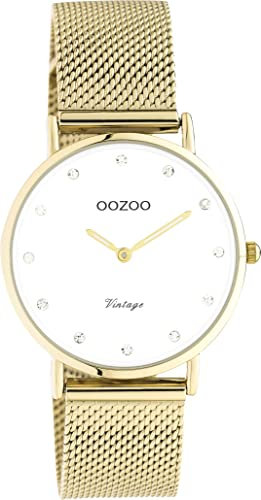 Oozoo Vintage Damen Uhr - Armbanduhr Damen mit 16mm Mesh Armband - Analog Damenuhr in rund C20241