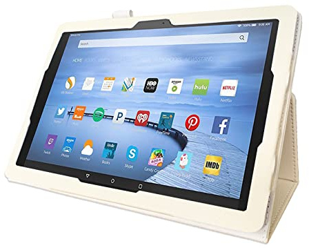 Lobwerk Cover für Amazon Fire HD 10 / HD 10 Plus 11. Generation 2021 10.1 Zoll Tablethülle Schlank mit Standfunktion und Auto Sleep/Wake Funktion Weiß
