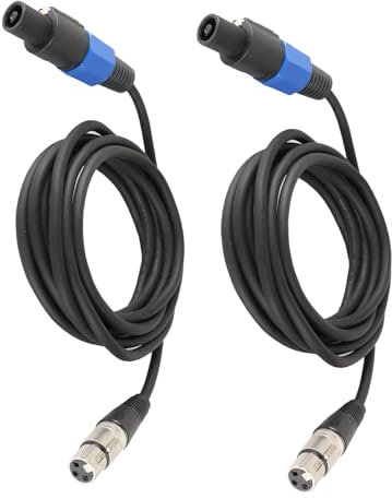HBU Lot de 2 câbles Speakon vers XLR de 4,6 m - 2 câbles de rallonge mâles à 3 pôles XLR femelle - 4,6 m - Prise jack audio DJ PA Stage Audio Microphone 3 broches avec verrou tournant