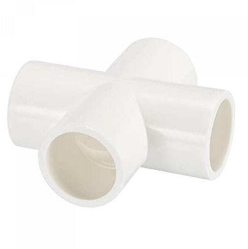 sourcing map 1 Paquet PVC Tuyau Raccords - Eau Tubes Joint Connecteurs Adaptateurs, 4 Voies Union T Coin Couplage, Appliquer à Externe/Jardin (Blanc, 20mm ID)