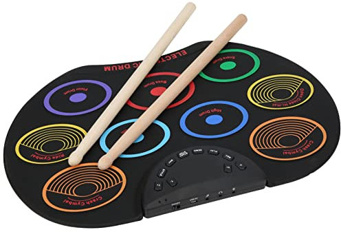 Almohadilla de Batería Electrónica, Juego de Batería Eléctrica, Batería Enrollable para Niños, Almohadilla de Batería de Práctica, Instrumento de Percusión para(Modelos coloridos)