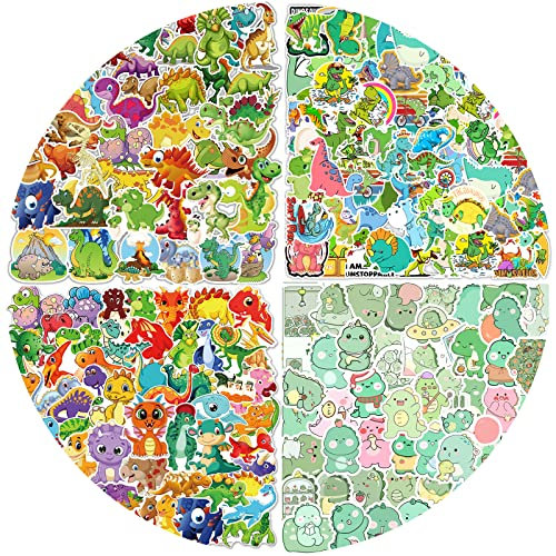 Cute Dinosaur Stickers for Kids, 210 Pcs Vinyl Cartoon Graffiti Stickers for Water Bottles Laptop Luggage Phone Case Skateboard Refrigerator Motorcycle