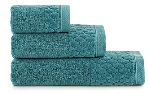 ZWOLTEX Handtuch Sets - Badetuch - Handtuch - Gästetuch I 100% Ägyptischer Baumwolle I Made IN EU I Sammlung Carlo, Farbe:(30x50 50x100 70x140) NE-045T Blue Carlo AB