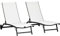 Outsunny Pack de 2 Tumbonas de Jardín Exterior Tumbonas Reclinables de Aluminio con Respaldo Ajustable de 5 Niveles y Ruedas para Playa Piscina 165x66x102 cm Blanco Mate