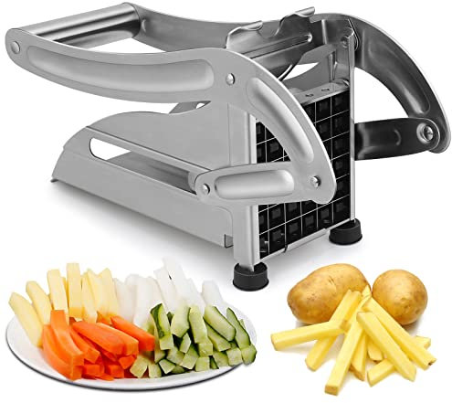 Tigerkinwit Cortador de Patatas Picadora de Patatas de Acero Inoxidable Cortador de Verdura Cortapatatas con 2 Cuchillas Afiladas para Cebolla Zanahoria Fruta Papa