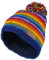 Pachamama Damen Wollmütze Bommelmütze Fleece gefüttert Handgestrickt Regenbogenfarben Streifen Mehrfarbig Einheitsgröße handgefertigt extra warm Fair Trade, mehrfarbig, Einheitsgröße