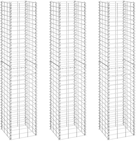 Keketa Gabion Lot de 3 parterres surélevés en fer 30 x 30 x 150 cm