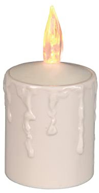 MARELIDA LED Kerze Grabkerze mit Dämmerungssensor Mini Kunststoffkerze Grablicht Motivkerze Friedhofskerze flackernd H: 11,5cm - für Außen (beige)